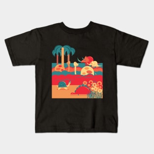 Warm colors design of animals in the jungle Kids T-Shirt